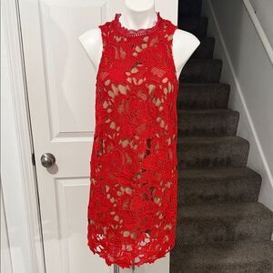 Entro Red Lace Mini Dress Size Small